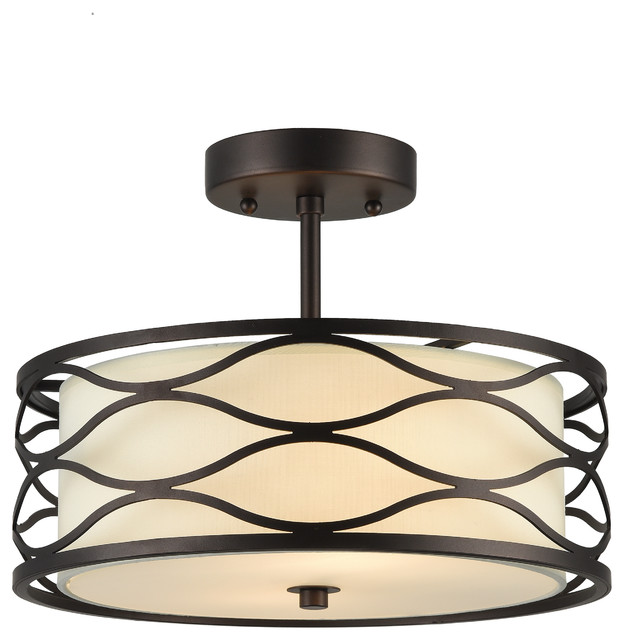 Chloe Lighting Gwen Transitional Oil Rubbed Bronze 2 Light Ceiling Fixture