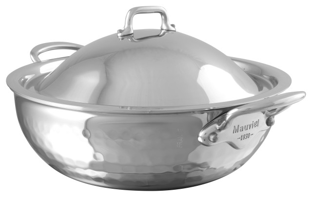 Mauviel M'Elite Saute Pan, Dome Lid & Cast Stainless Steel Handles, 2.1-qt
