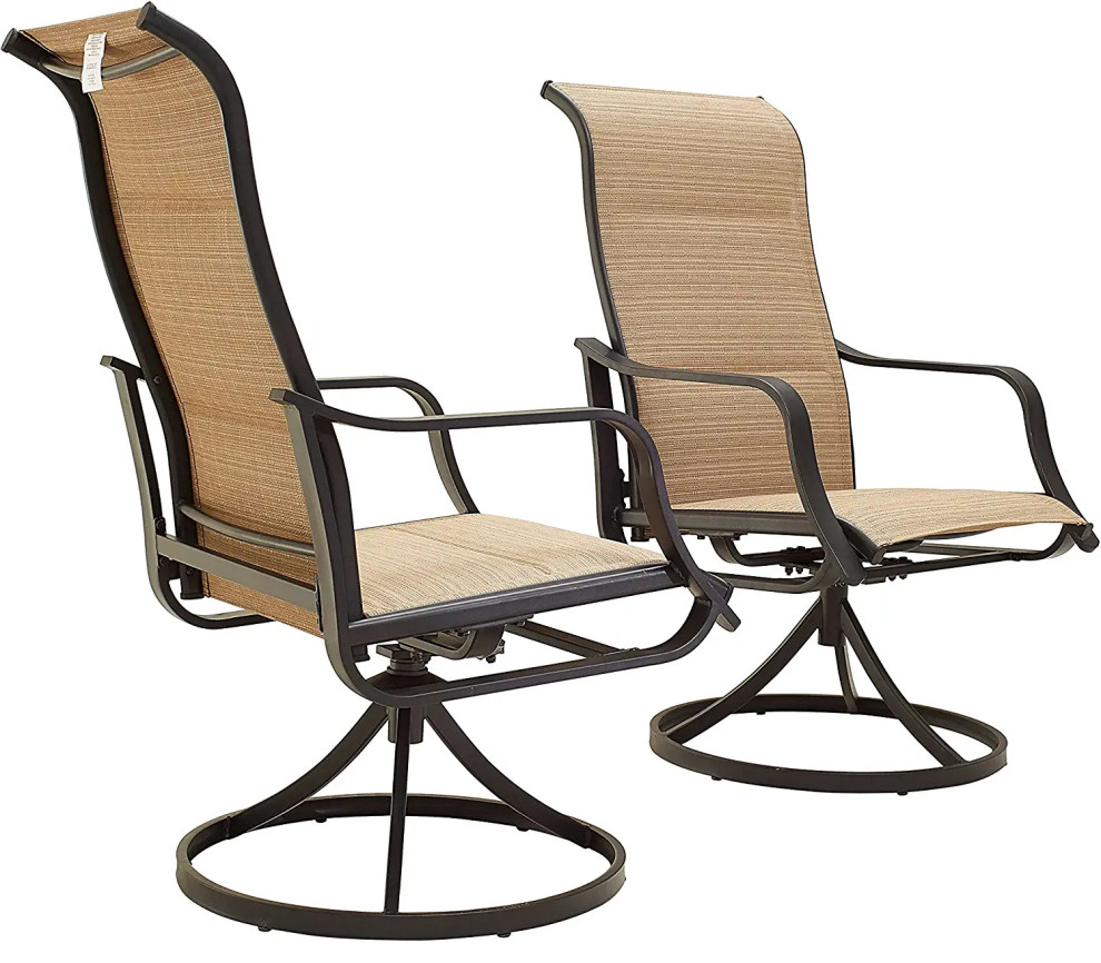 Set of 2 Modern Patio Rocking Chair, Metal Frame & Breathable Sling