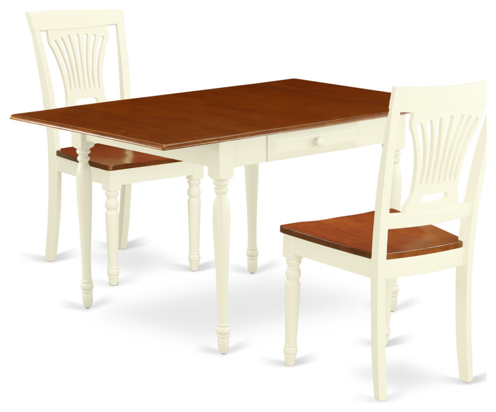 3Piece Kitchen Table Set, Drop Leaf Kitchen Table, 2 Dining Chairs