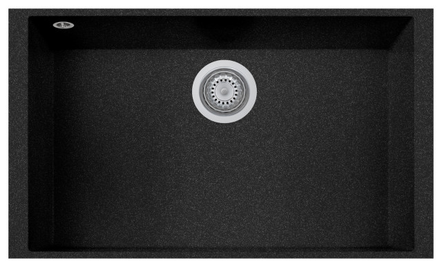One Series 30" Undermount Single-Bowl Granite Sink, Black Metallic