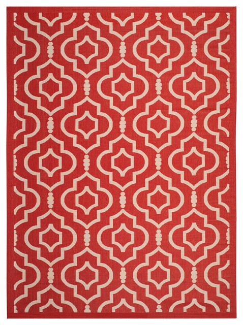 Safavieh Indoor/ Outdoor Courtyard Collection Red/ Bone Rug (8' x 11')