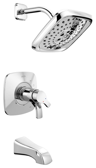 Delta Tesla Chrome Dual Control Handle Tub And Shower Faucet With