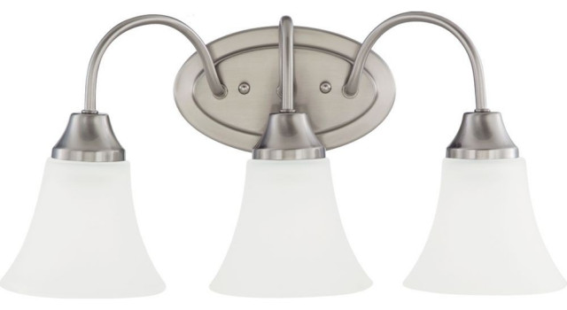 3 Light Wall Bath Sconce-Brushed Nickel Finish-Incandescent Lamping ...
