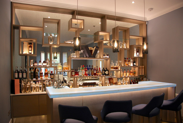 Luxury Bespoke Bar With White Onyx Backlit Worktop Modern Home