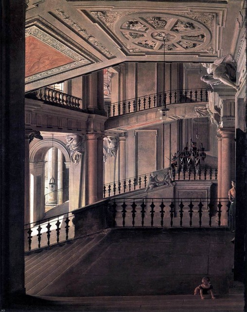 Eduard Gaertner Staircase in the Berlin Palace - 20" x 25" Premium Canvas Print