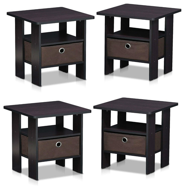 Dark Walnut 2 Pack Furinno Andrey End Table Nightstand Set Suzukiescudosale Co Ke