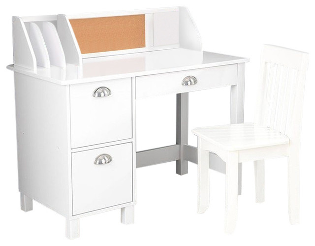 Kidkraft Kids Writing Desk And Chair In White Transitional