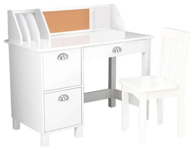 KidKraft Kids Writing Desk and Chair in White Transitional Kids