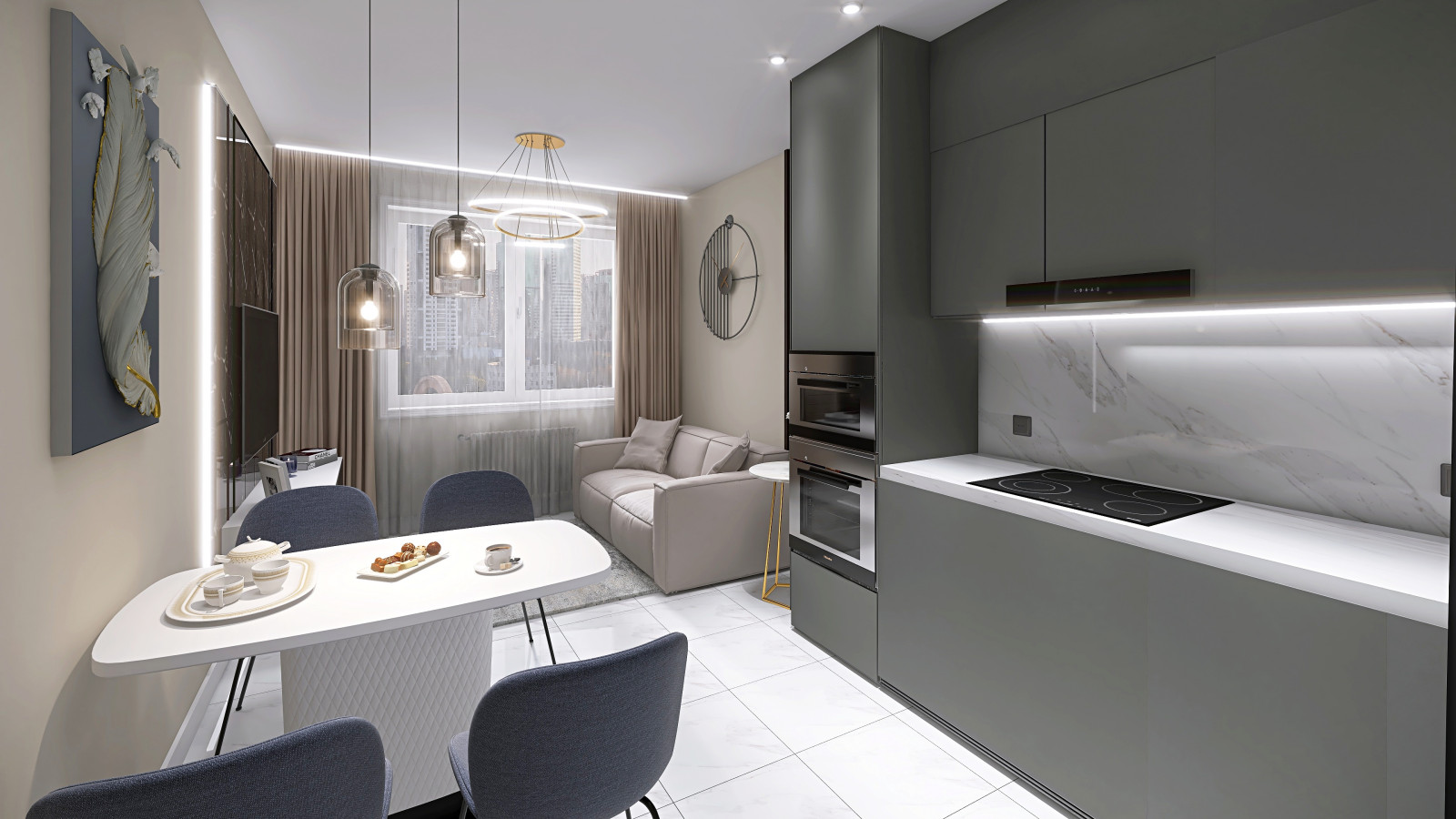 Московский р-н, Кухня-Гостиная 16,7 м2