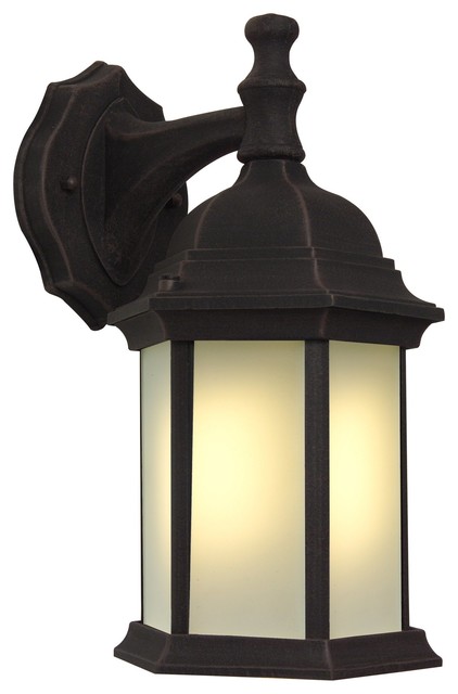 Craftmade Energy Star Outdoor Wall Sconce With Photocell Medium Exteriors Cast Aluminum Hex Style Energy Star Outdoor Wall Sconce With Photocell