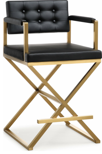 Director Gold Steel Counter Stool - Black