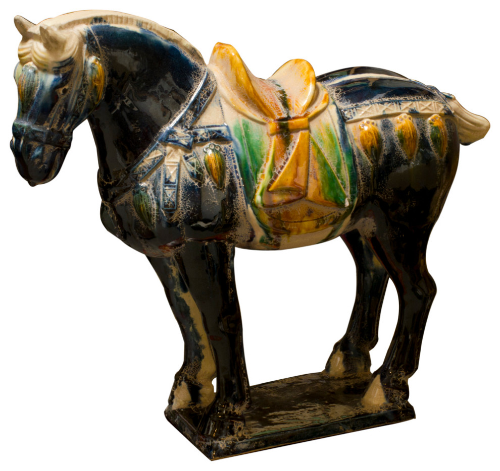 Tang Tri-Color Glazed Ceramics Horse - Asian - Decorative ...