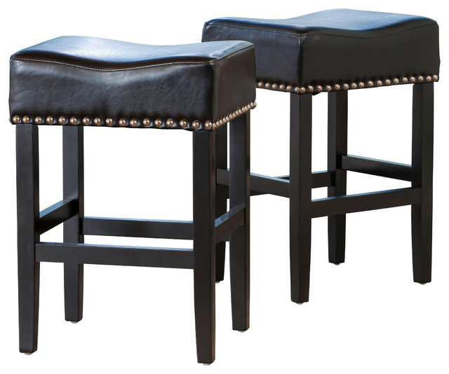 Chantal Leather Stools Set Of 2 Transitional Bar And Chantal Leather Stools Set Of 2 Black Counter Height