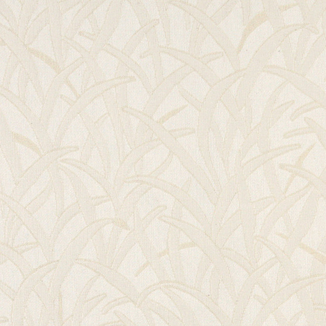 Ivory White Blades Of Grass Woven Matelasse Upholstery Grade Fabric By The Yard