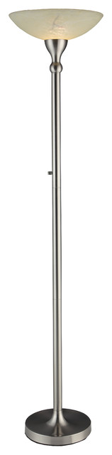 71" Fluorescent Torchiere Floor Lamp With Hand-Painted Alabaster Glass ...