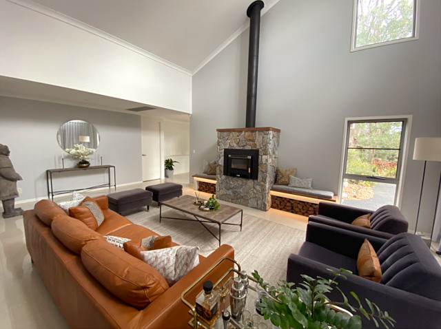 Brookfield Home rustik-vardagsrum