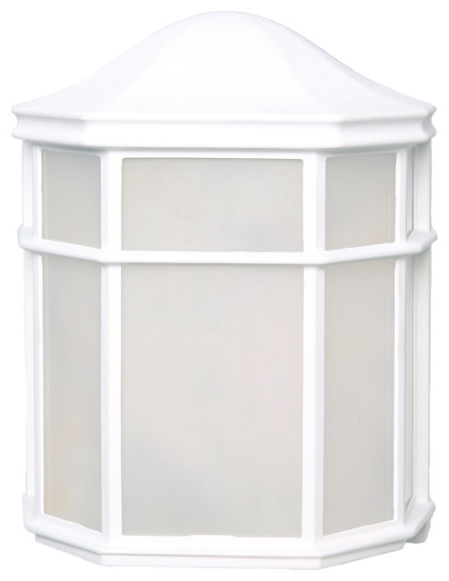 LED Cage Lantern Fixture - White Finish with White Linen Acrylic ...