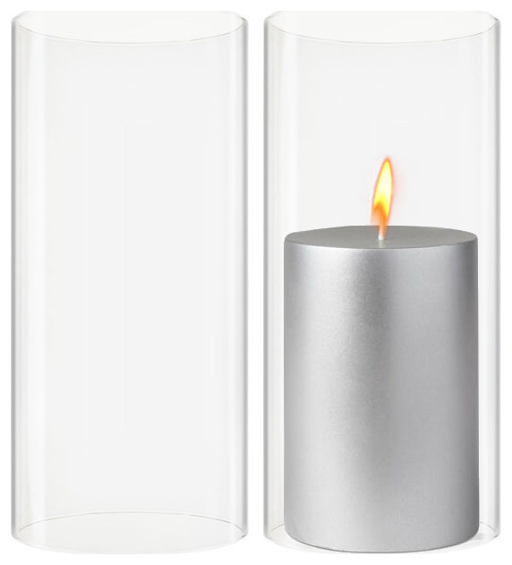 Glass Chimney Shade Hurricane Candle Holder Tube Taper, 4"x6", Set of 12