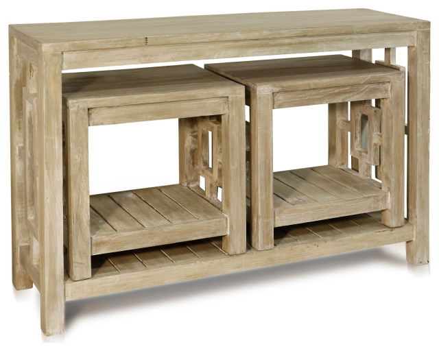 Elyse - 3 Pc. Nest Set, Parson Style Console Table, Two Matching Side ...
