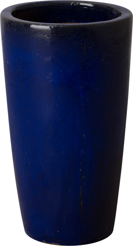 Small Round Tall Planter, Blue