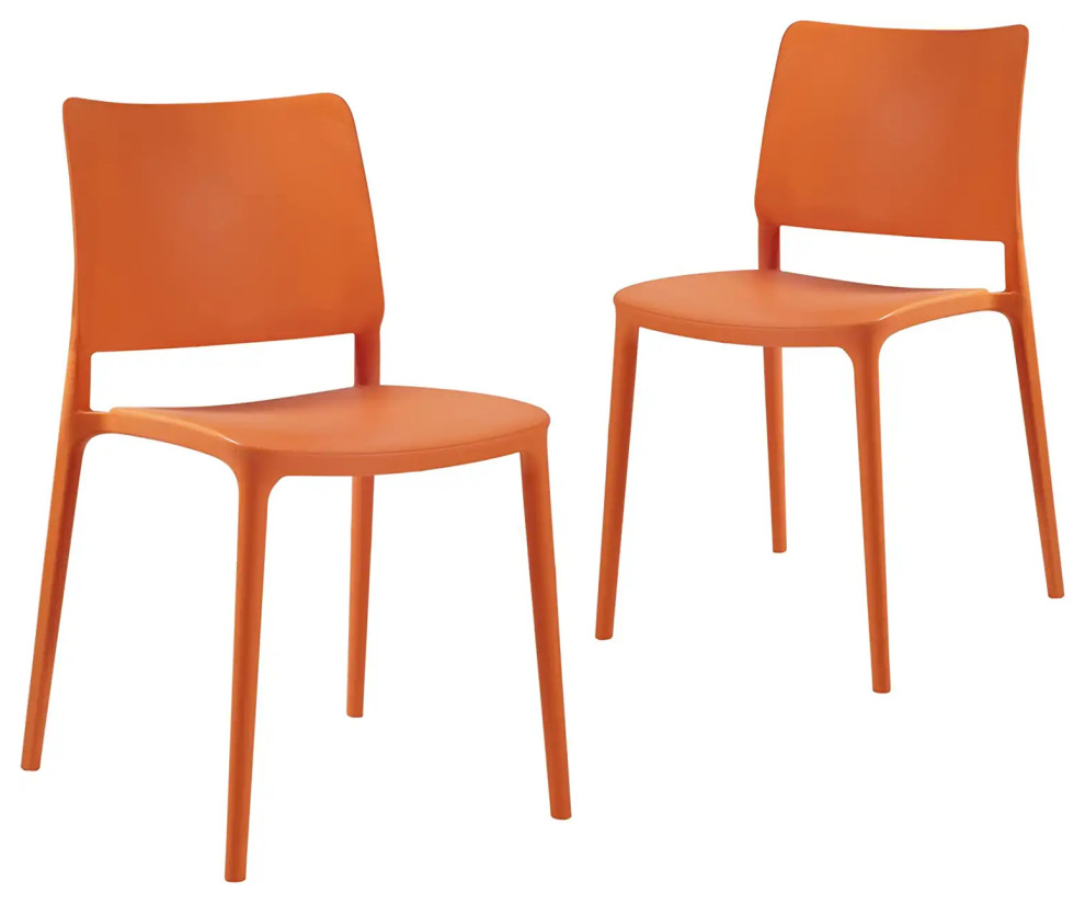 2 Pack Patio Dining Chair, Stackable Design Constructed With Fiberglass Midcentury Outdoor