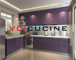 L shape PVC purple cabinet for small kitchen - Modern - Kitchen
