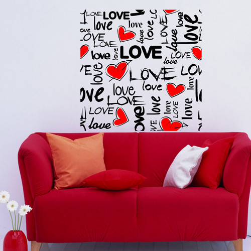 Kids Wall Decals I Love You Love Puzzle with Red Heart Love