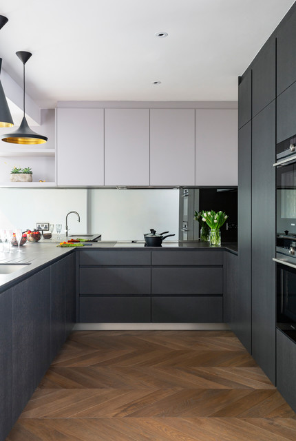 White & Brushed Oak Kitchen contemporary-kitchen