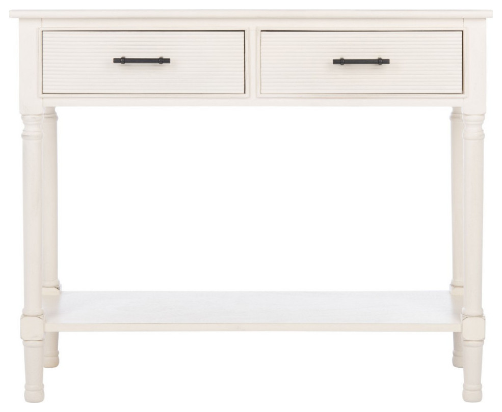 Juno 2 Drawer Console Table Distressed White - French Country - Console ...