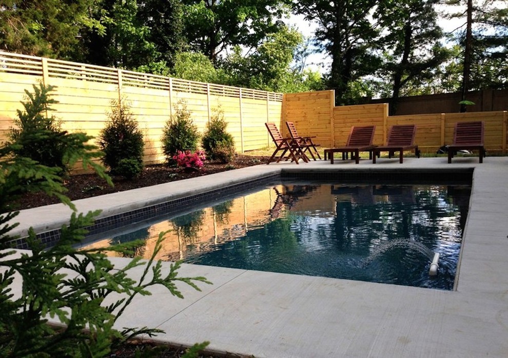 Inspiration for a mid-sized transitional backyard concrete paver and rectangular pool remodel in Nashville