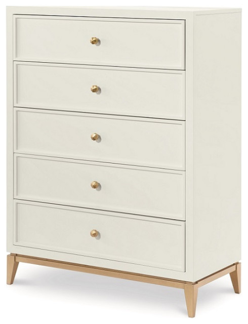 Antoinette White and Gold 5 Drawer Chest