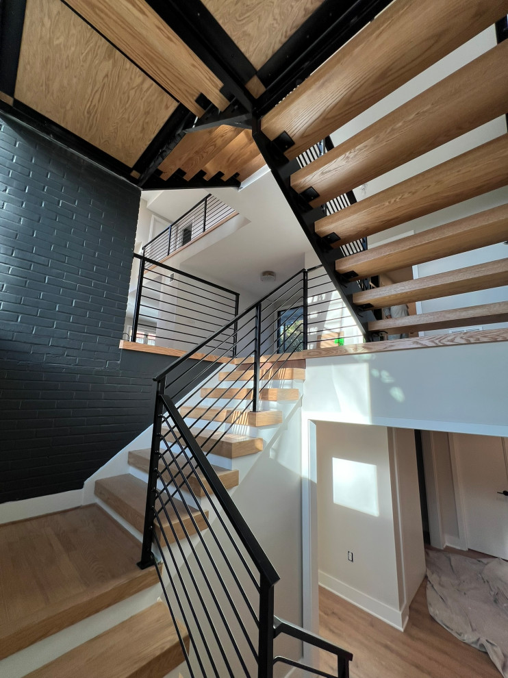 New metal staircase with metal railings