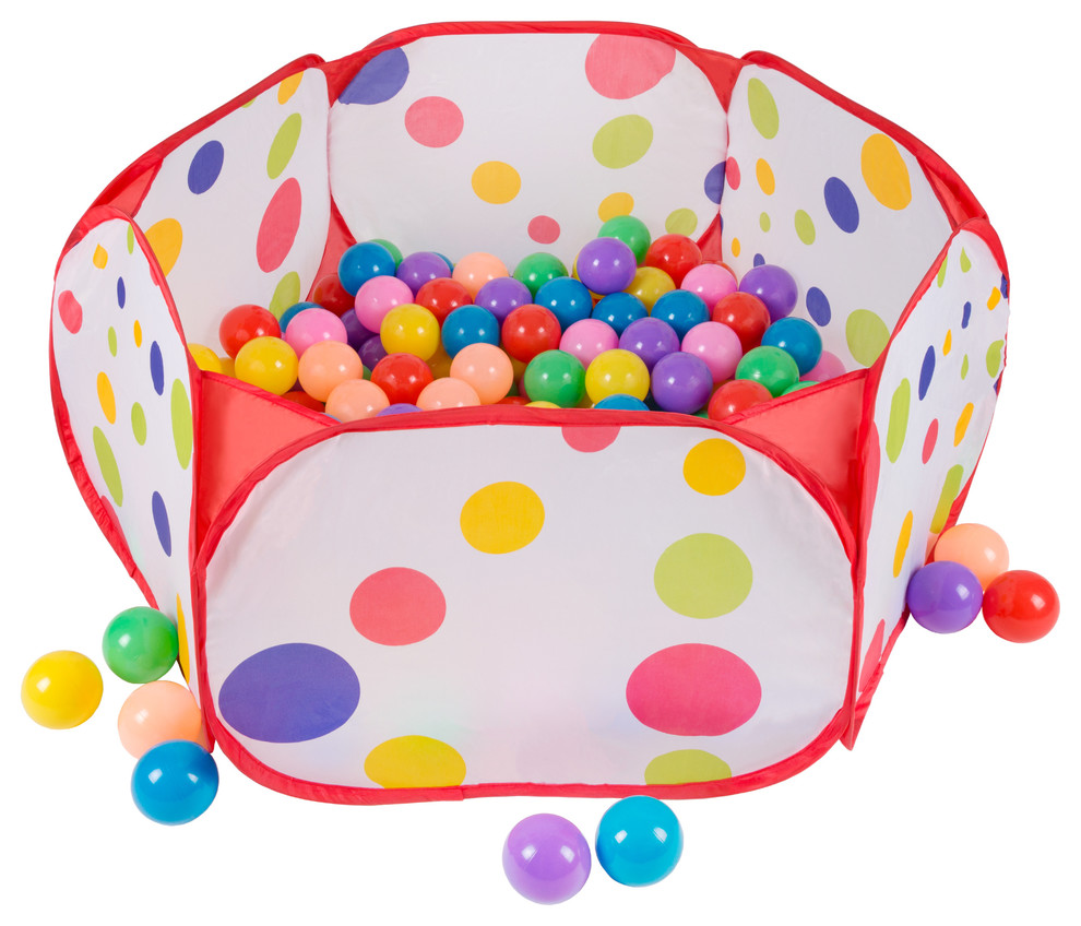 Kids Pop-Up Six-Sided Ball Pit Tent With 200 Colorful Balls By Hey! Play!
