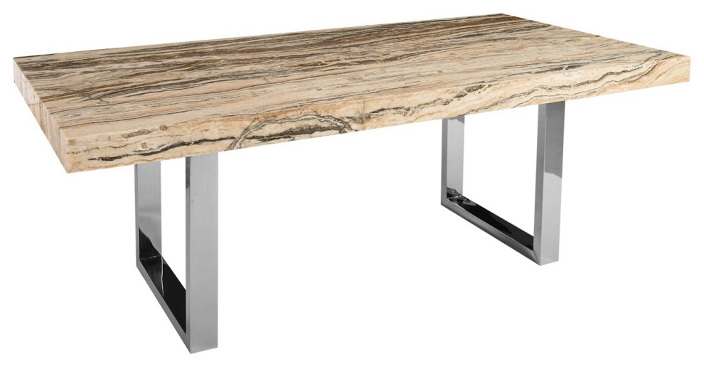 Onyx Dining Table, Stainless Steel Legs, 79x39x30"h Contemporary