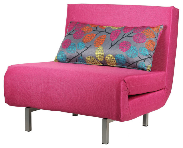 Savion Pink Convertible Accent Chair Bed Transitional Futons by