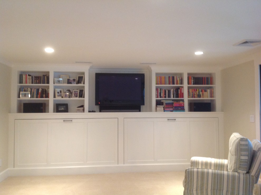 Inspiration for a transitional basement remodel in Boston