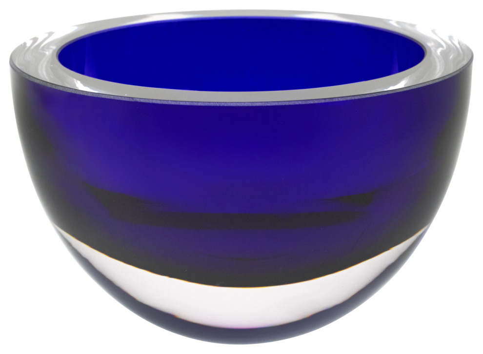 HomeRoots 6" Mouth Blown European Made Lead Free Cobalt Blue Crystal