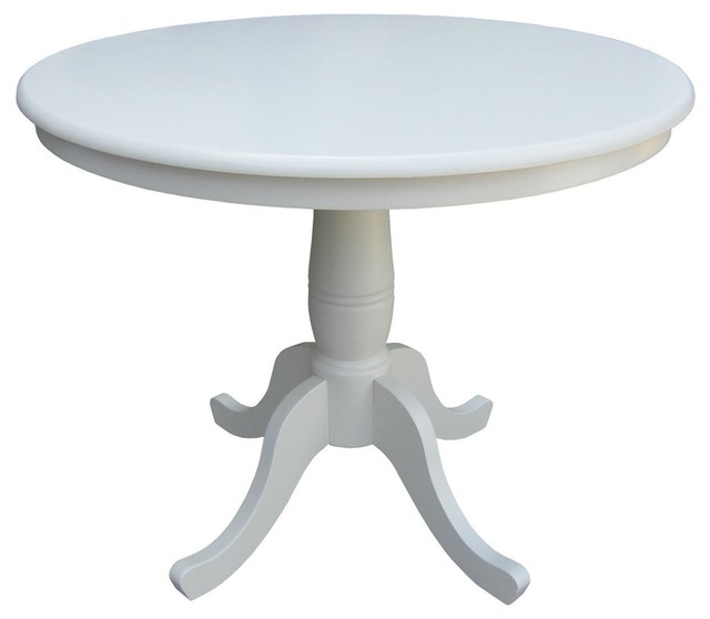 Round 30 Inch Dining Table In White Wood Finish And Pedestal Base Traditional Tables By Hilton Furnitures Houzz White Wood Finish And Pedestal Base, Round White Dining Table With Pedestal Base
