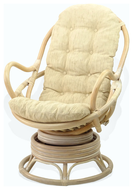 Java Lounge Swivel Rocking Chair Rattan, Swivel Rattan Chairs With Cushions