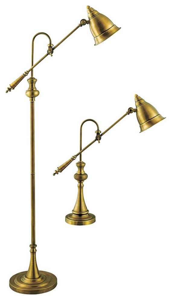 Stein World Watson Adjustable Pharmacy Lamps (Set Floor & Table) 97623 - Brass