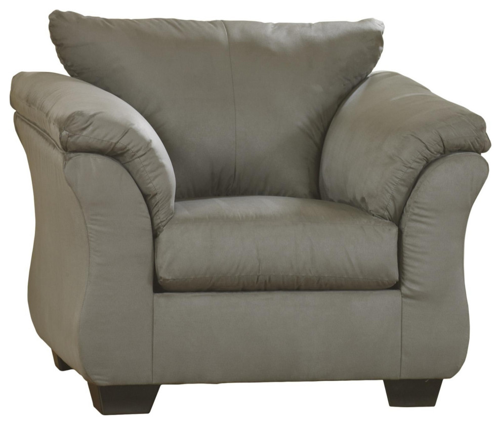 Fabric Upholstered Chair With Pillow Top Flared Arms, Gray