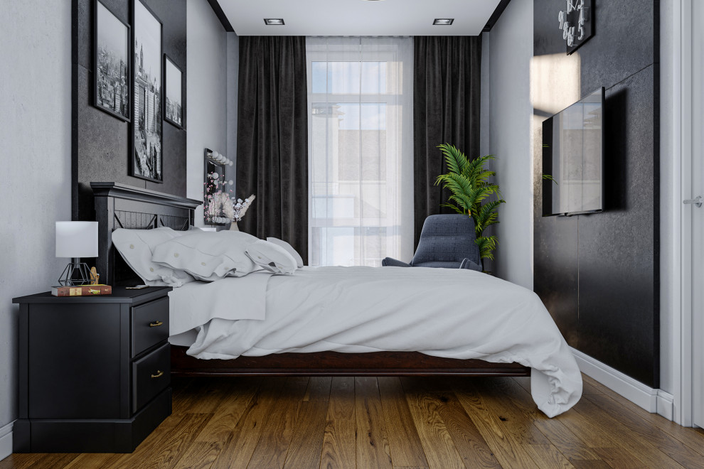 Спальня в чёрно-белых тонах
