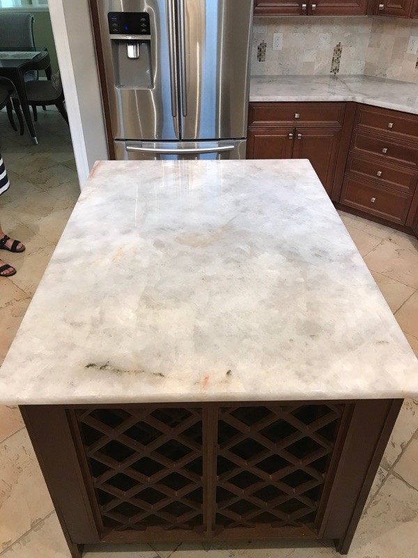 Cristallo Quartzite Counter Tops Miami by Carrara Kitchens & Baths