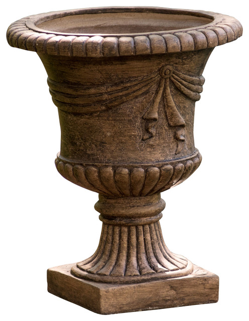 GDFStudio Ferrara Antique Light Brown Stone Planter - Outdoor Pots And