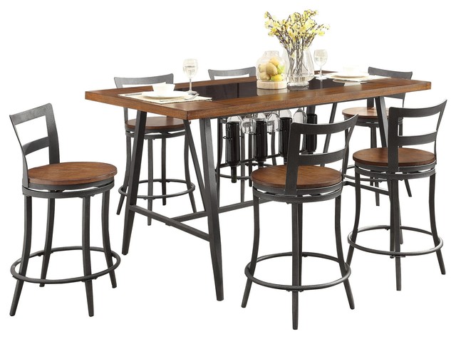 Wood Top Metal Base Classic Dining Table W Optional Chairs