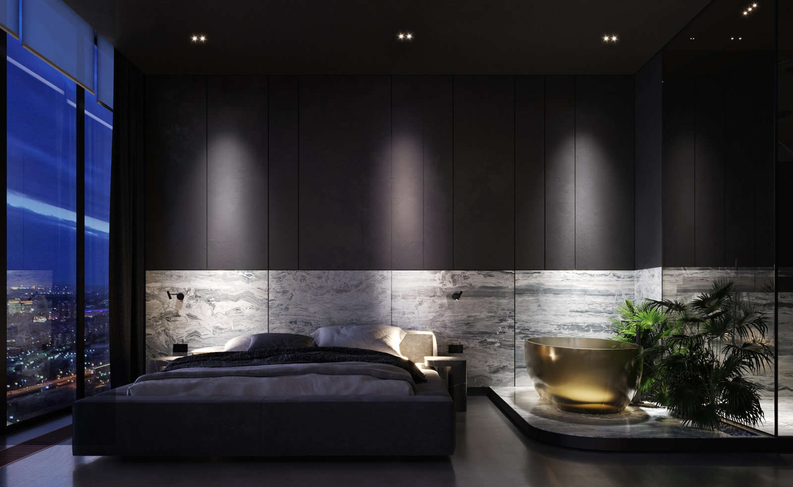 Квартира-студия в небоскребе.