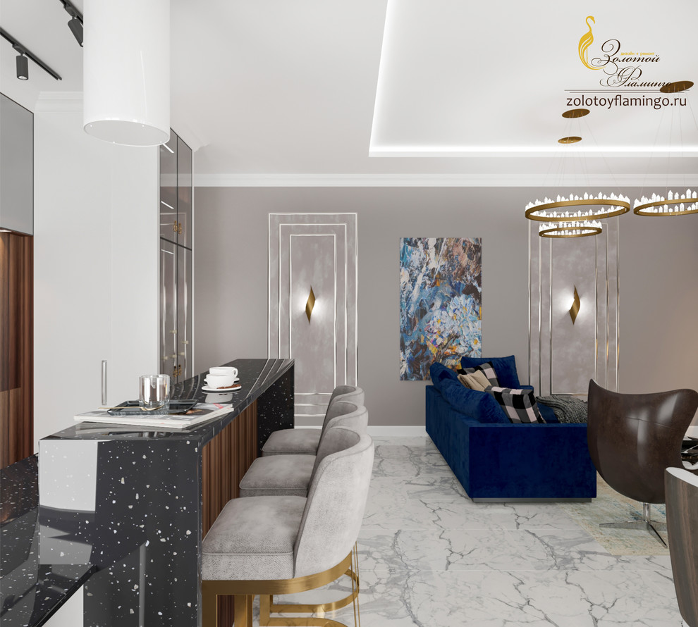 Проект гостиной в стиле Лакшери