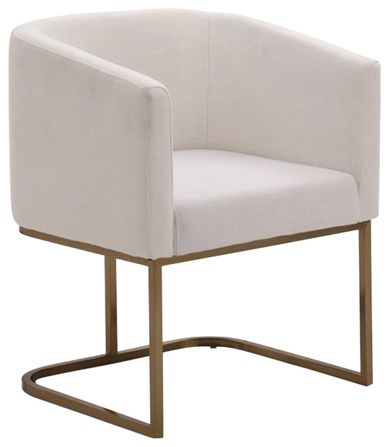 Modrest Yukon Modern White Fabric And Antique Brass Dining Chair Modrest Yukon Modern White Fabric And Antique Brass Dining Chair