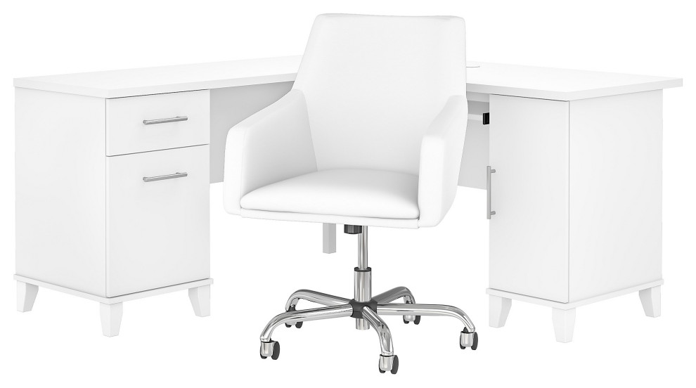 Bush Furniture Somerset 60W L Shaped Desk and Chair Set Transitional